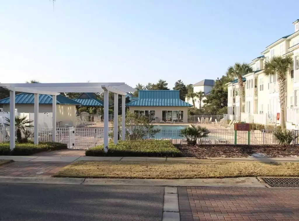 Community pool with covered gazebo